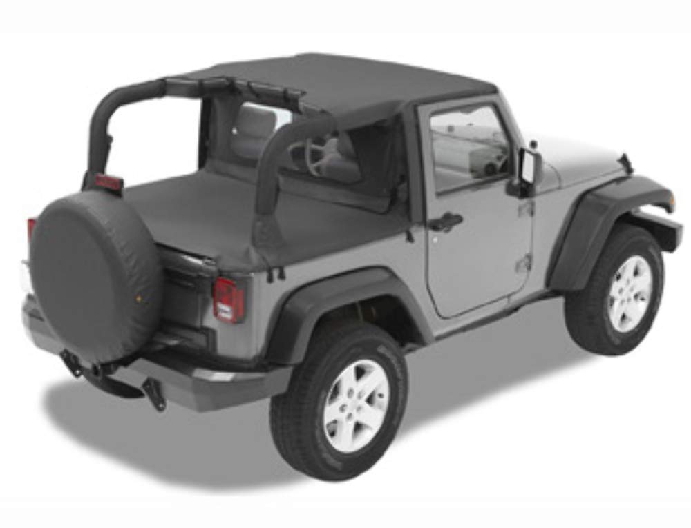 Bestop 52586-35 Black Diamond Header-Style Bikini Top for 2010-2018 Jeep Wrangler JK 2-Door - Water-Resistant & UV-Protected Convertible Top for Off-Roading & Summer Driving