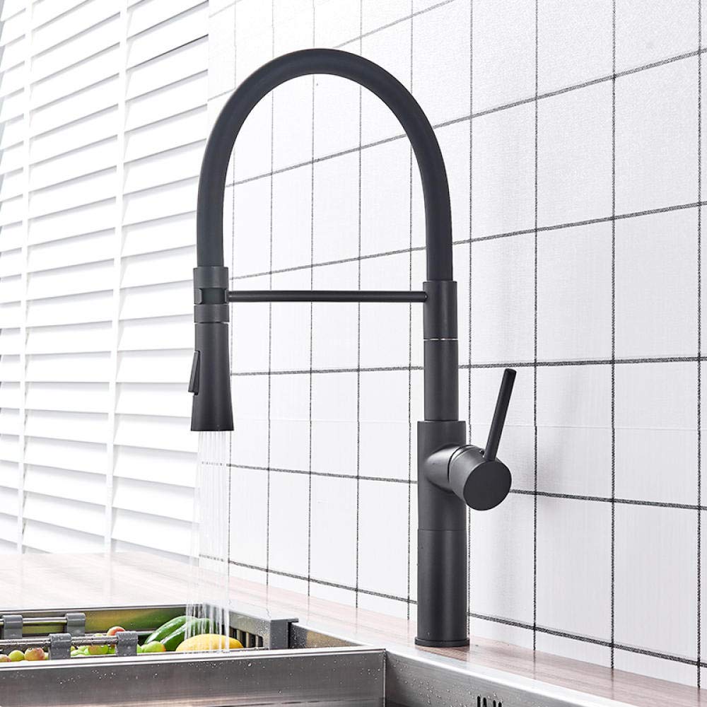 Matte Black Kitchen Faucet with Pull Down Sprayer - 360° Swivel Single Lever Mixer Tap for Modern Sink | Perfect for Cooking, Washing Dishes & Filling Pots