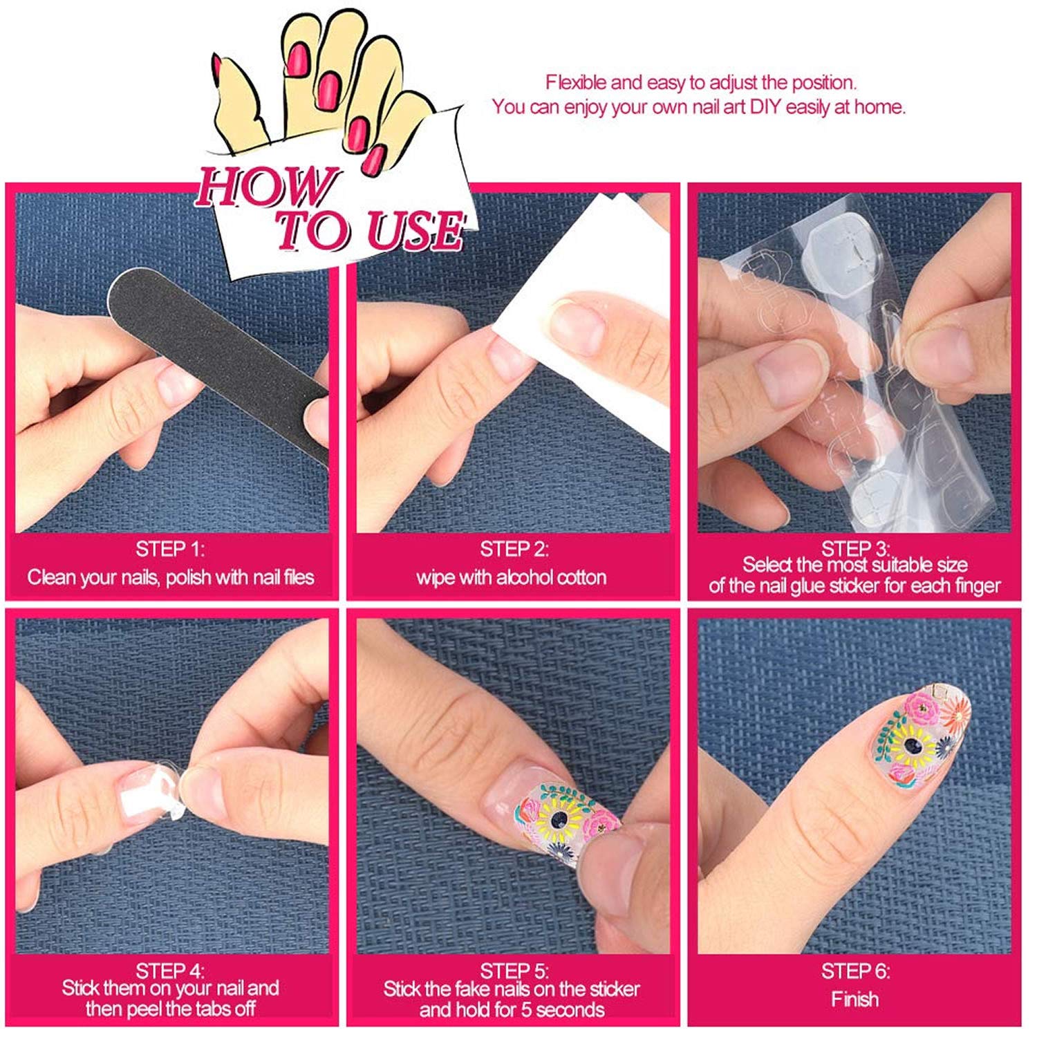 Professional Clear White Shining Artificial Fake Nails - 100pcs Empress Curve Tips with 3 Sheets Double Sided Nail Glue Stickers & 5g Glue | Complete Nail Art Kit for Salon, Home Manicure & Special Occasions