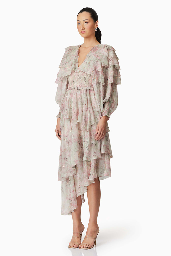 ELLIATT Monica Midi Dress in Sage Green - Flowy Summer Dress for Women, Perfect for Beach Vacations, Weddings & Date Nights
