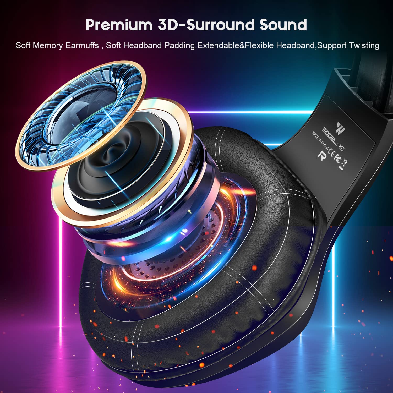 SKTOME Gaming Headset with Microphone & LED Lights - Noise Cancelling Over-Ear Headphones with Voice Changer & Volume Control - Compatible with PS5/PS4/Xbox One/PC/Mobile - Perfect for Streaming, Discord & Online Gaming (Black)