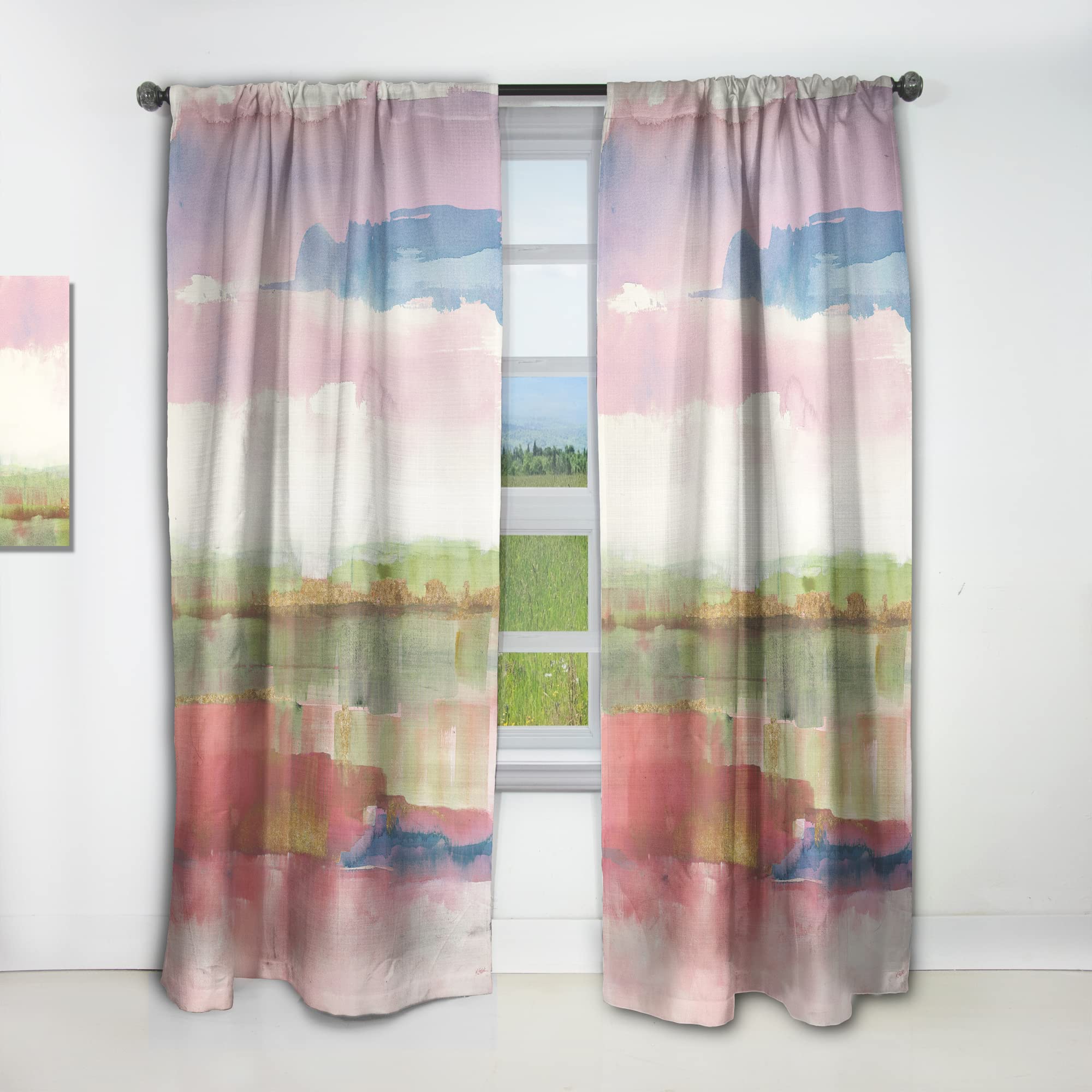 DesignQ Gold & Bright Thermal Insulated Curtains - Single Panel 52x84 - Elegant Line & Color Design for Bedroom & Living Room | Perfect for Energy Saving & Light Control