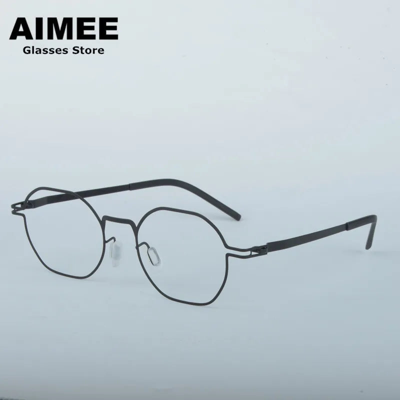 Aimee Women's Full Rim Polygon Oval Screwless Steel Eyeglasses Frame 13546 - Trendy Geometric Glasses for Work, Reading & Fashion Accessories