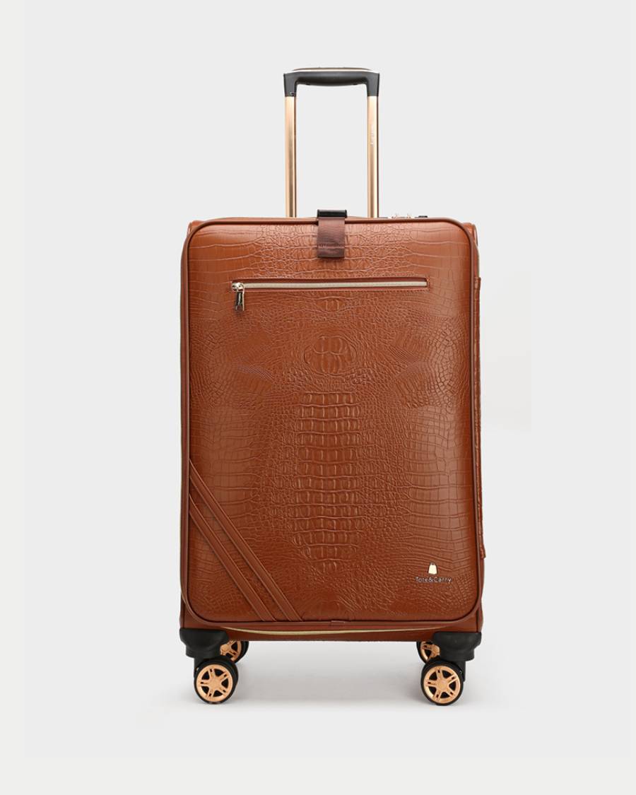 Apollo 2-Piece Luggage Set in Caramel Brown - Lightweight Spinner Suitcase for Travel, Business Trips & Vacations