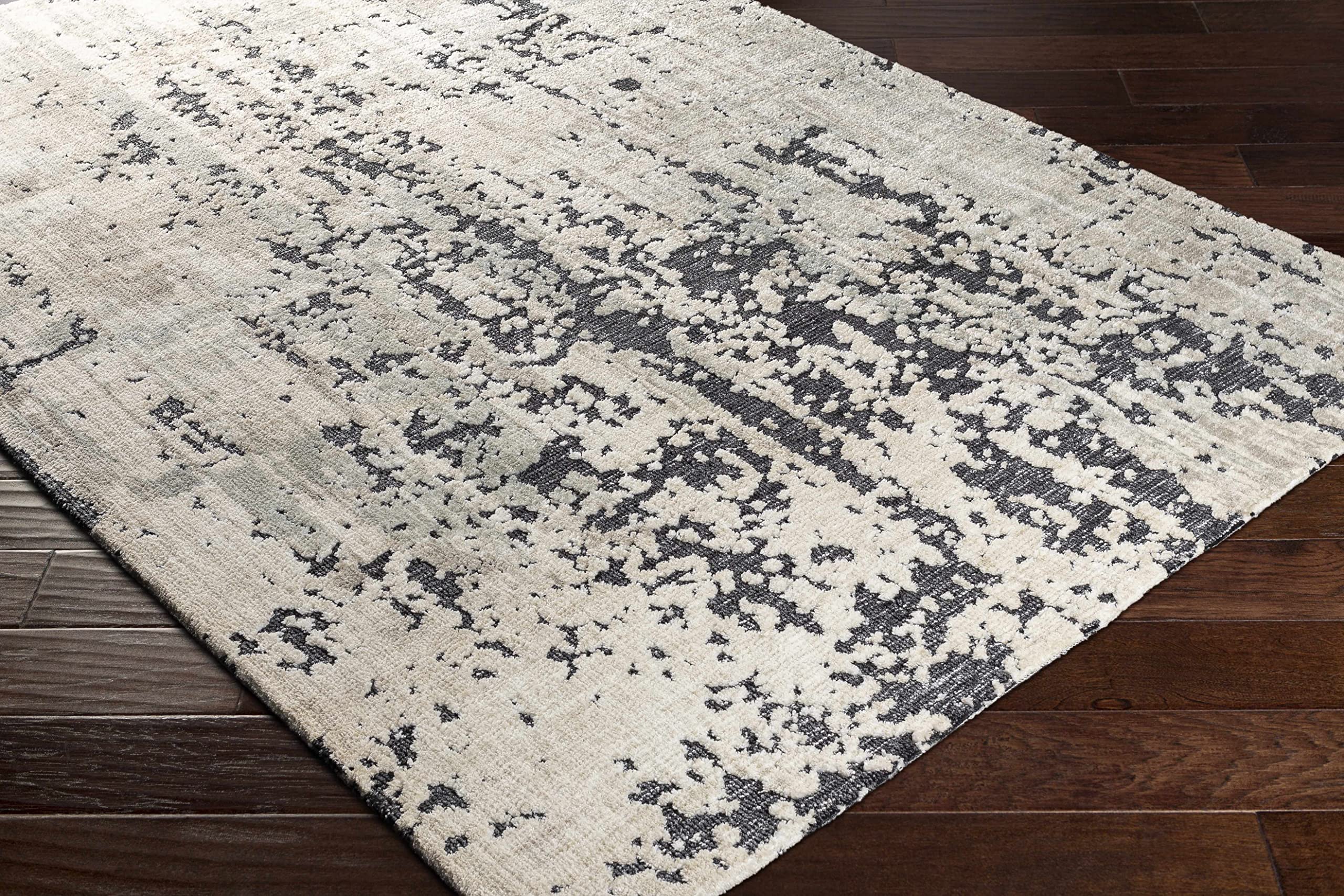 Modern Hauteloom Dundry Area Rug for Living Room & Bedroom - Soft Contemporary Design in Charcoal, Gray & Peach - 2' x 3' - Perfect for Cozy Home Decor, Apartment Styling & Office Spaces