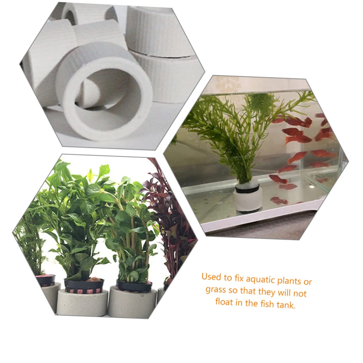 1 Set Aquatic Plant Holder - Ceramic Planter Pot & Sponge Planting Basket for Aquarium Plants, Water Grass Fixed Rings - Perfect for Fish Tank Decoration and Underwater Gardening