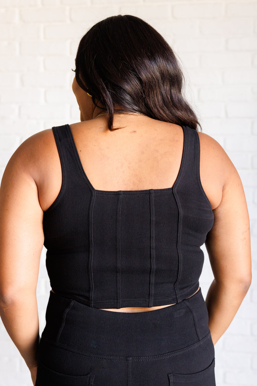 Black Twill Square Neck Crop Top for Women - Comfortable & Stylish Balance Fit - Perfect for Casual Outings, Summer Fashion & Layering