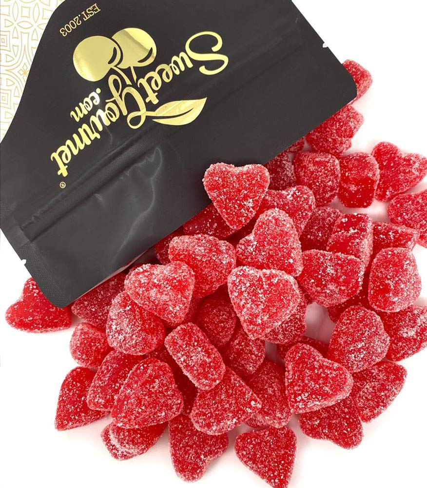 SweetGourmet Cinnamon Jelly Hearts Candy - 1 Pound Bag | Delicious Cinnamon Flavored Soft Jelly Candy Hearts | Perfect for Valentine's Day Gifts, Party Favors & Sweet Treats