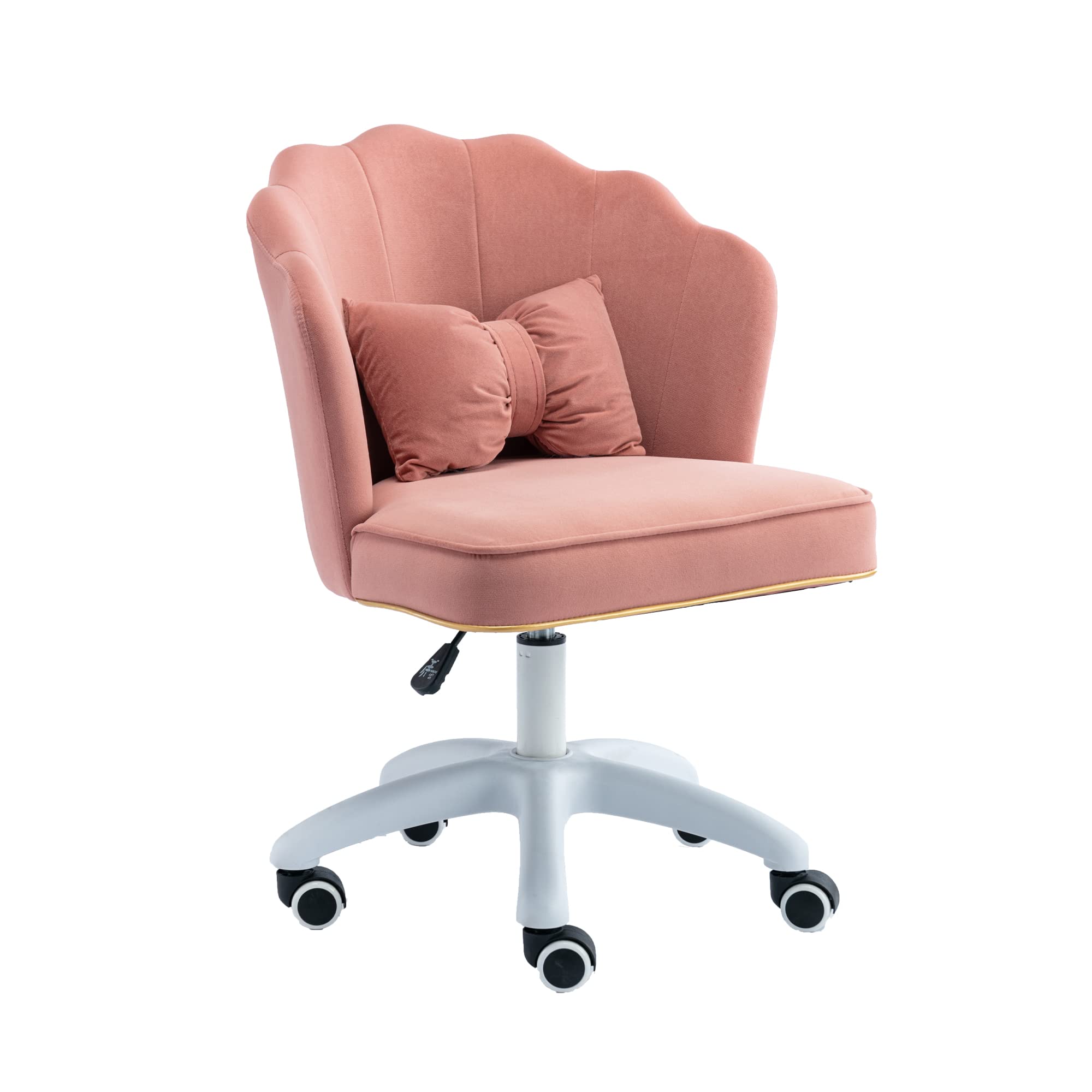 Ergonomic Fabric Desk Chair - Adjustable Swivel Rolling Office Chair with Wheels for Home Office, Study Room & Bedroom - Comfortable Task Chair for Adults & Teens (Pink) - Perfect for Working, Studying & Gaming