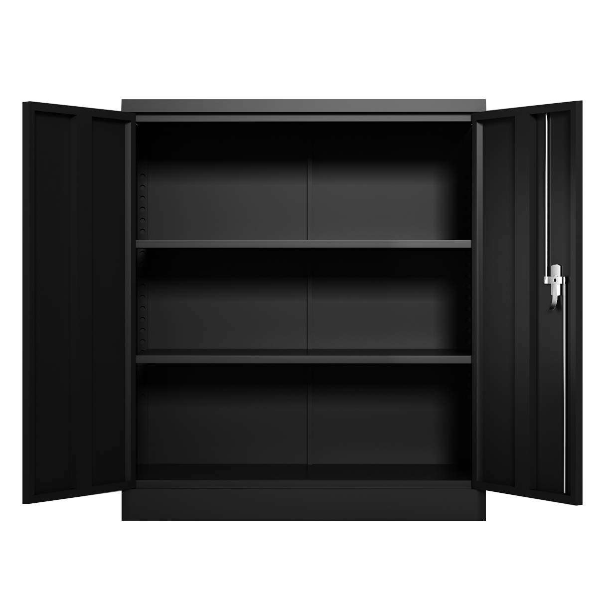 Black Metal Storage Cabinet with 2 Locking Doors & Adjustable Shelves - 41.6