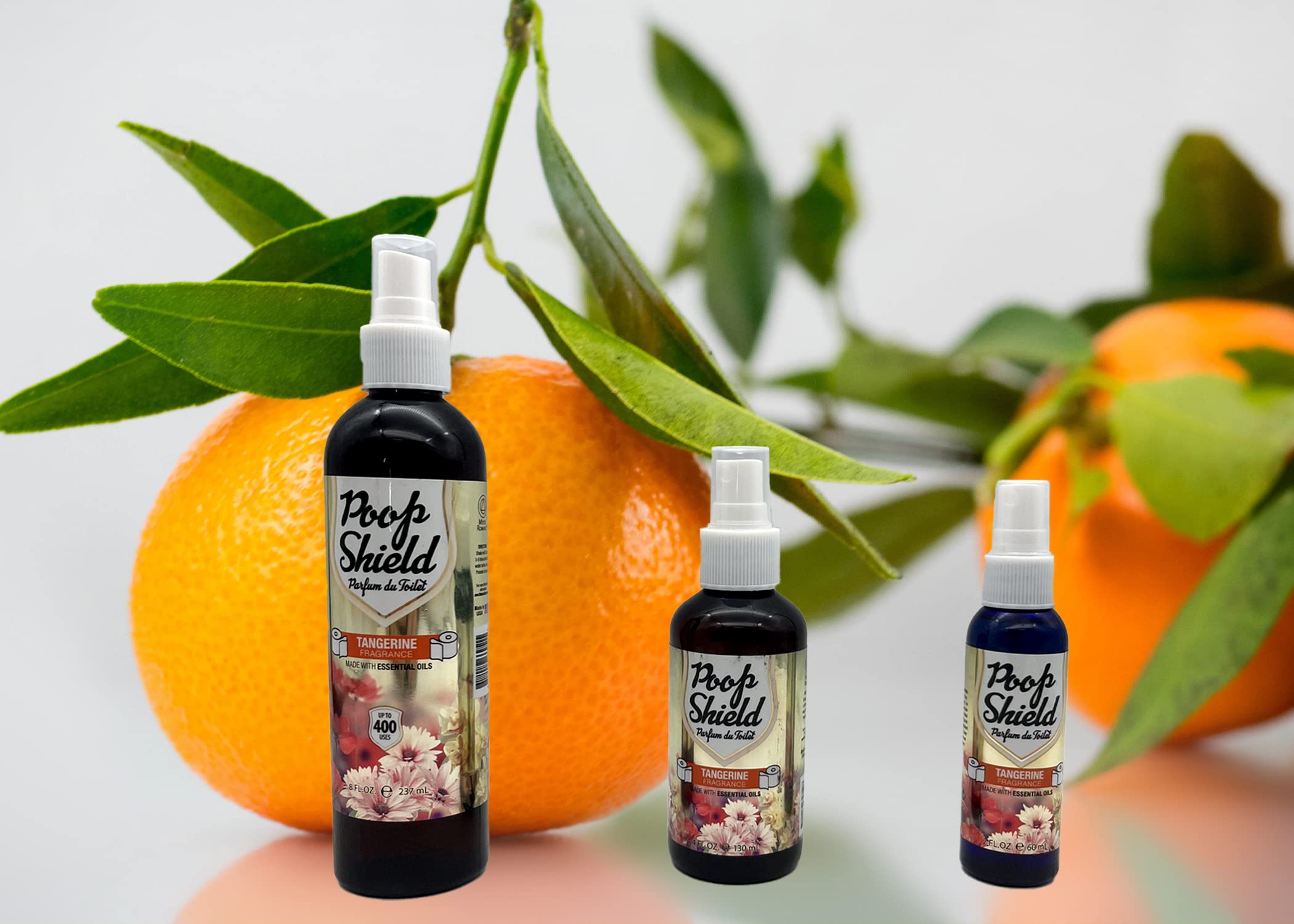 Mystic Romance Premium Essential Oil Set - 2oz + 4oz + 8oz (Tangerine Scent) for Aromatherapy, Home Fragrance & Relaxation | Poop Shield Formula