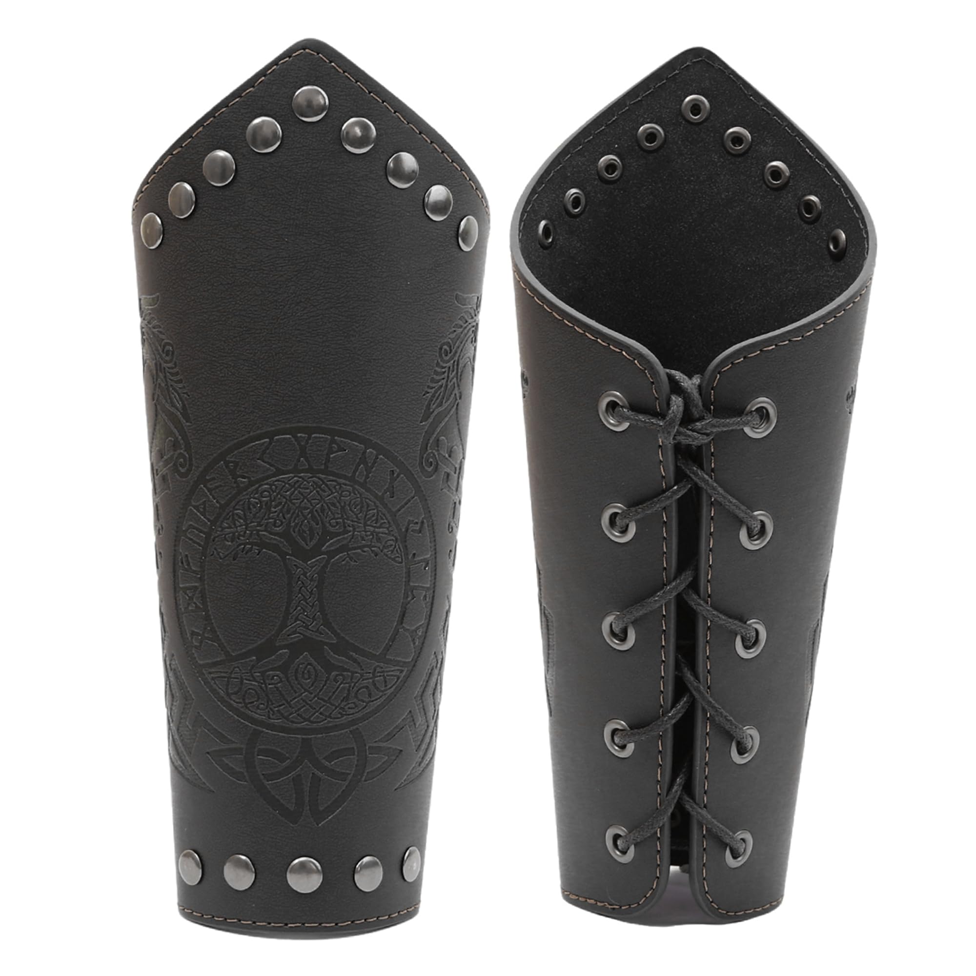 JAOYU Medieval Leather Bracer Set - 2PCS Viking Arm Guards, LARP Wrist Armor & Cosplay Accessories for Renaissance Faires, SCA Events & Historical Reenactments