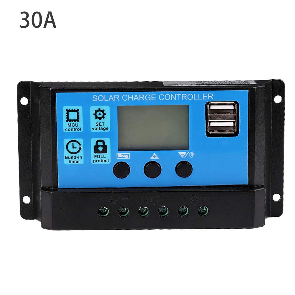 60A MPPT Solar Charge Controller 12V/24V Auto with LCD Display - PWM Solar Panel Regulator for RV, Boat, Off-Grid System & Home Solar Power