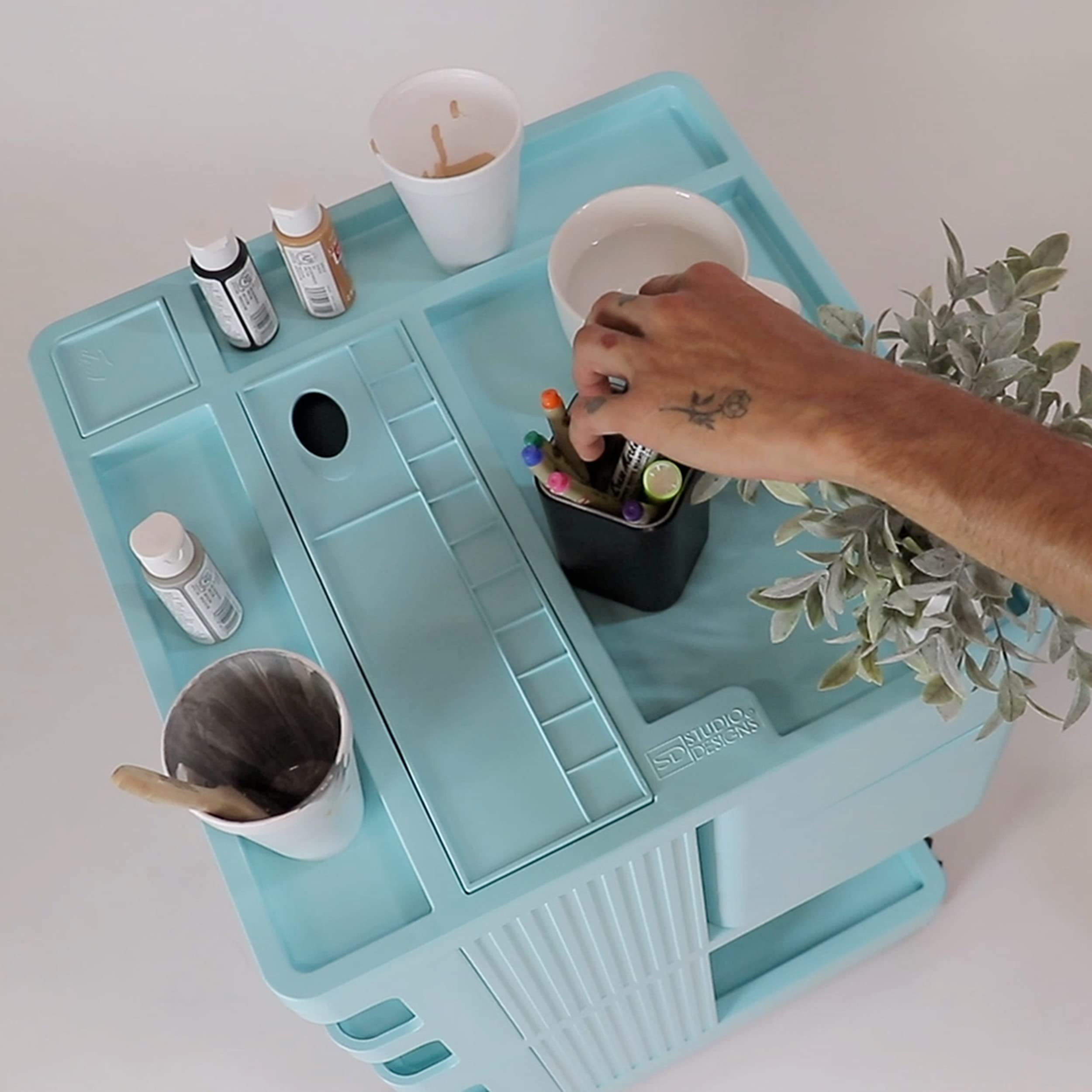 SD STUDIO DESIGNS Kubx Pro 4-Sided Rotating Mobile Storage Organizer with Multiple Compartments - Perfect for Office, Home, Dorm & Craft Room Organization
