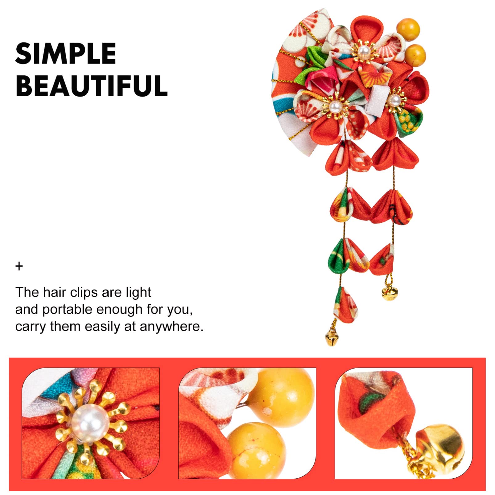 Lurrose 2-Pack Japanese Style Hair Clips for Women & Girls - Elegant Fabric Barrettes & Hair Accessories - Perfect for Cosplay, Anime Conventions & Traditional Japanese Outfits