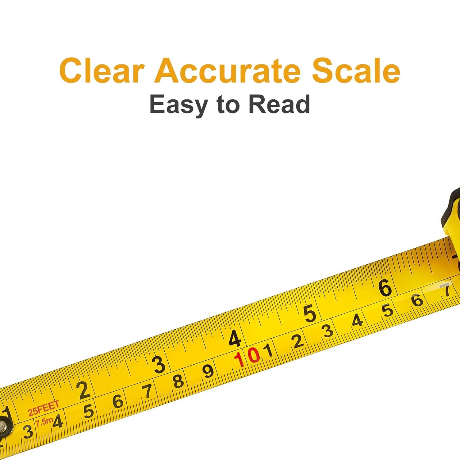 Professional Retractable Tape Measure 25FT/7.5M with Dual Inch & Metric Scale - Perfect for Construction, DIY Projects, Carpentry, and Home Improvement