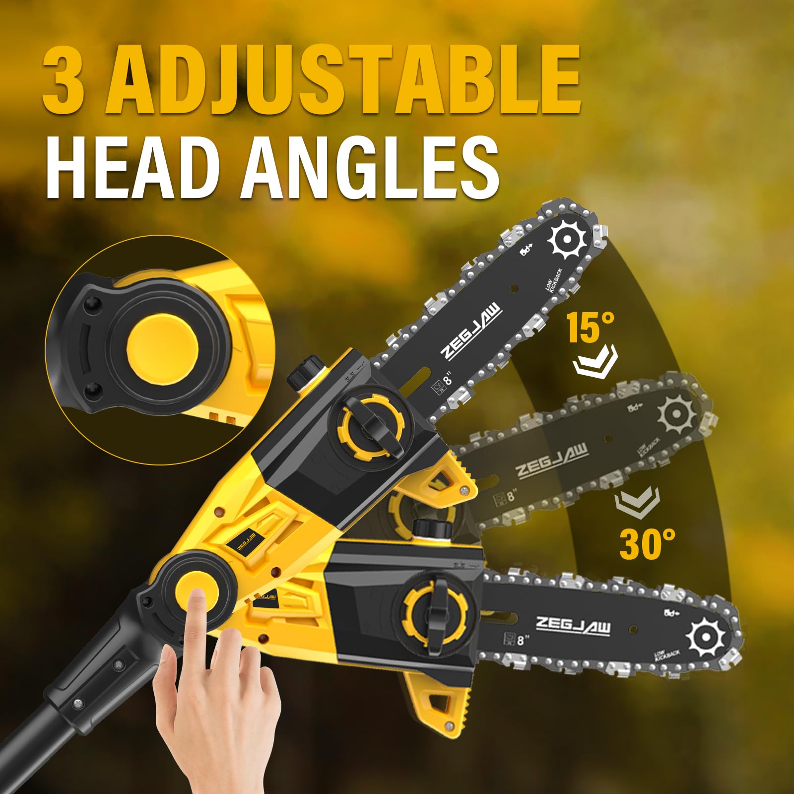 **8-Inch Cordless Pole Saw for Tree Trimming - 15-FT Max Reach, Auto Oiling, Tool-Less Electric Pole Trimmer with Battery & Fast Charger - Perfect for Landscaping, Gardening, and DIY Tree Pruning**