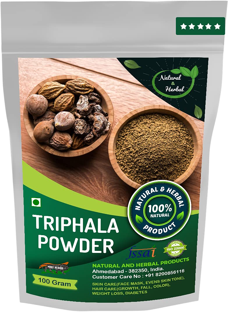 Organic Triphala Powder - Amalaki, Bibhitaki, Haritaki | Ayurvedic Herbal Supplement for Skin Care (Face Mask, Brightening, Even Tone), Hair Growth, Weight Management, Diabetes Support & Immune Boost - 100g | Perfect for Daily Detox, Wellness Routines & Natural Beauty Treatments