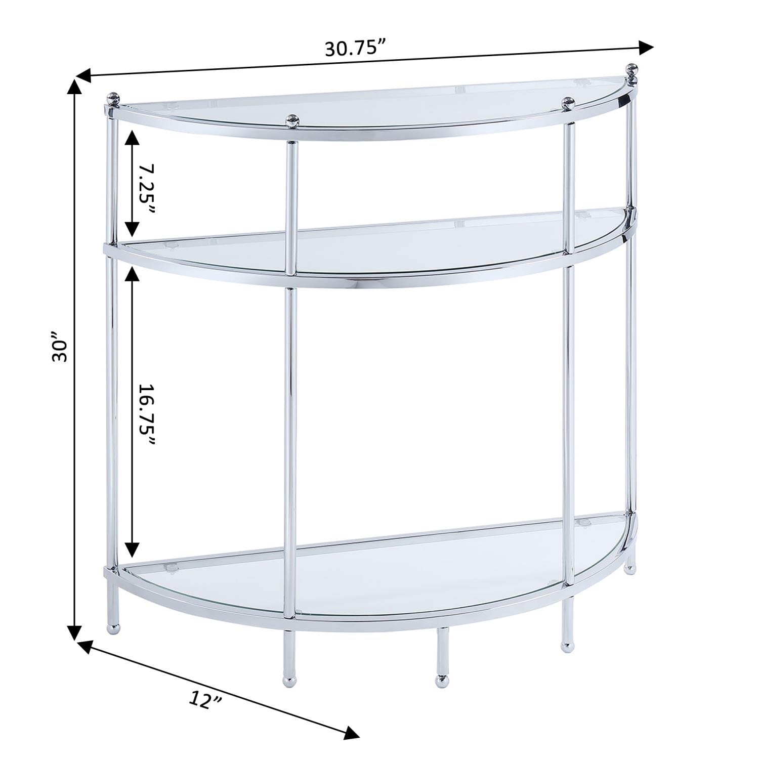 Royal Crest Modern Entryway Table with Chrome Frame & Glass Top - Stylish Hallway Console for Small Spaces, Perfect for Entry, Living Room or Bedroom Decor