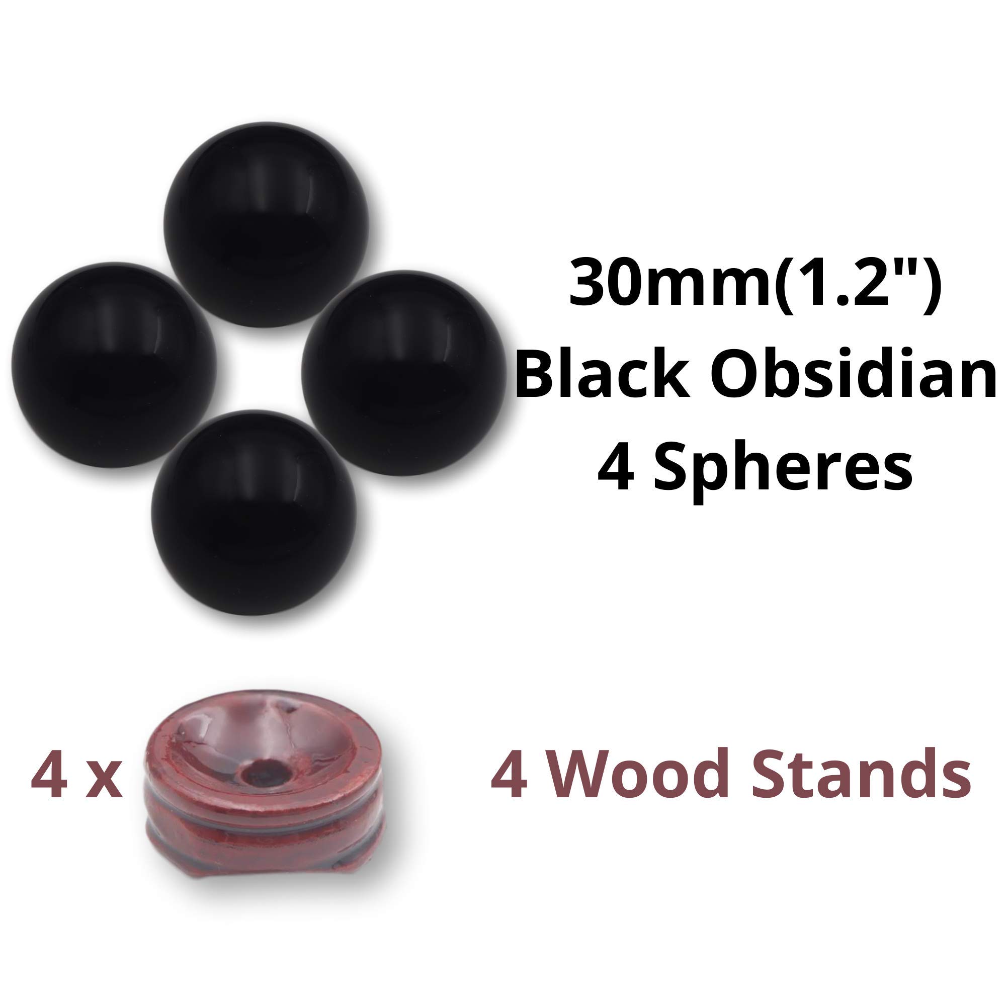 Black Obsidian Crystal Ball Set - 4 Pack 1.2