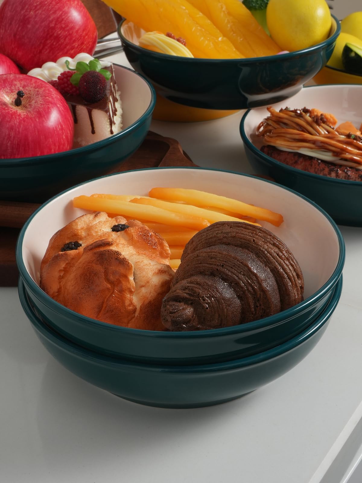 5-Piece Ceramic Pasta Bowls Set - 30oz Microwave & Dishwasher Safe for Soup & Salad - Kitchen & Dining Use
