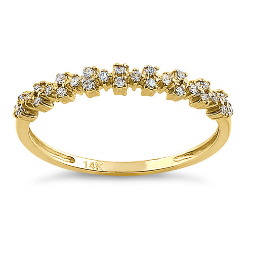 14K Solid Yellow Gold Round CZ Cluster Ring for Women | Elegant Cubic Zirconia Jewelry Gift for Anniversary, Engagement, or Special Occasions