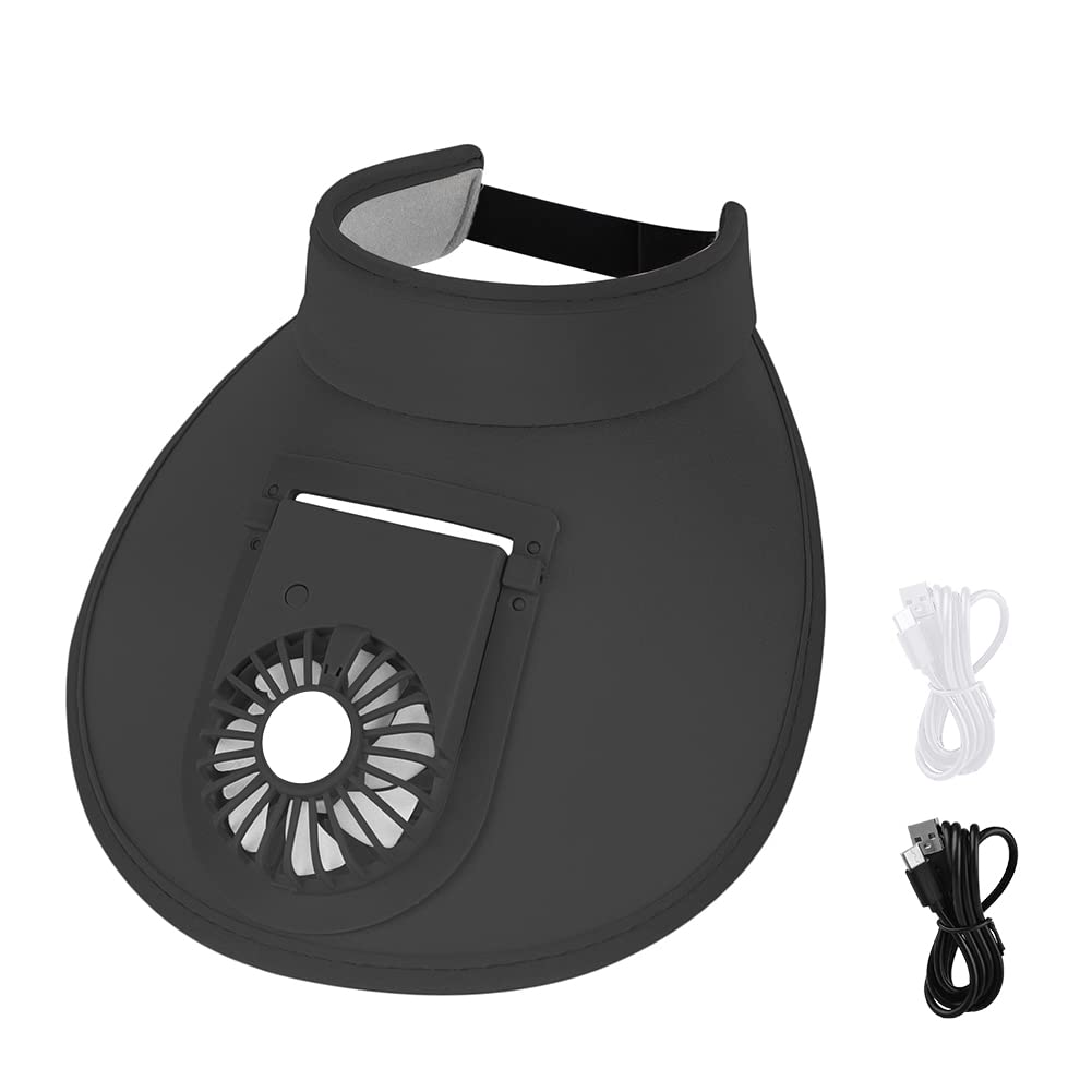 USB Rechargeable Sun Visor Hat with Cooling Fan - UPF50+ Wide Brim Sun Protection Hat for Women & Men - Perfect for Beach, Golf, Hiking & Outdoor Activities