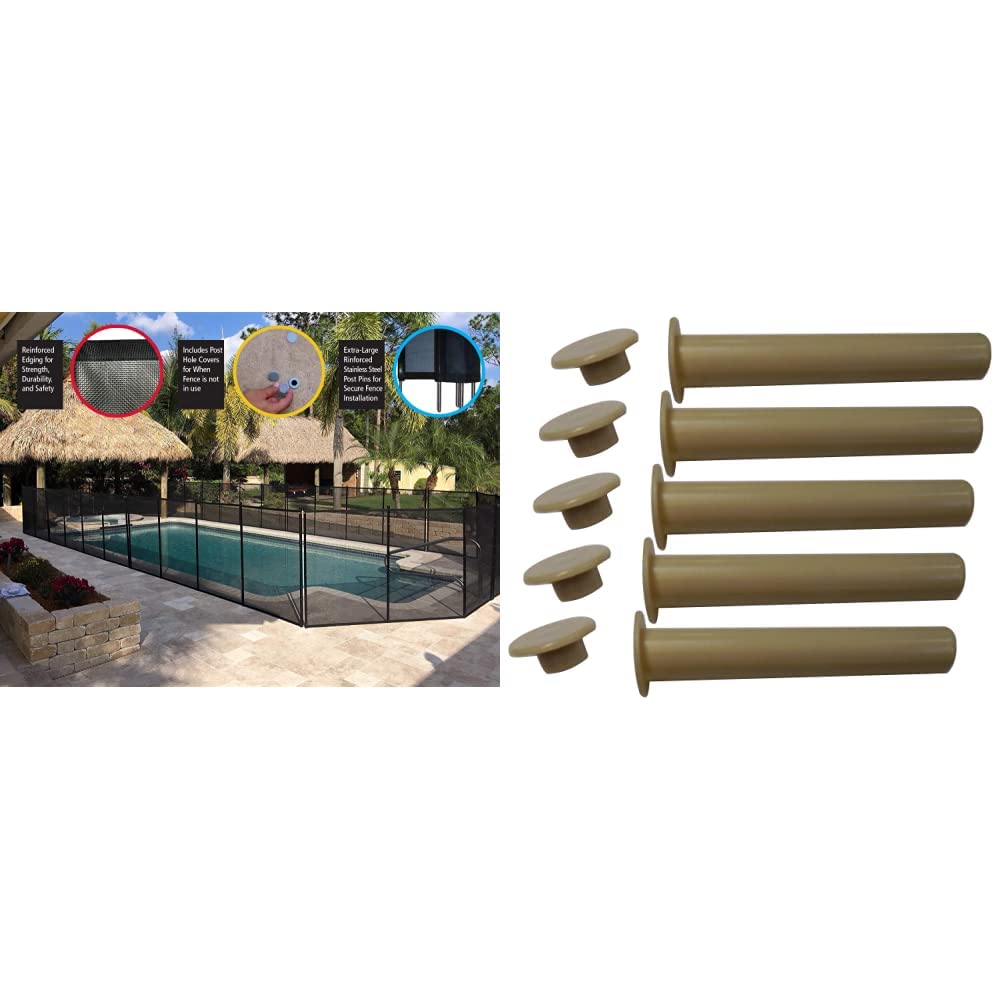 WaterWarden WWF300 5-Foot Black In-Ground Pool Safety Fence & LifeSaver 178-T5 DIY Removable Mesh Pool Fence - Heavy Duty Child & Pet Barrier for Above/In-Ground Pools, Backyard Safety Solution