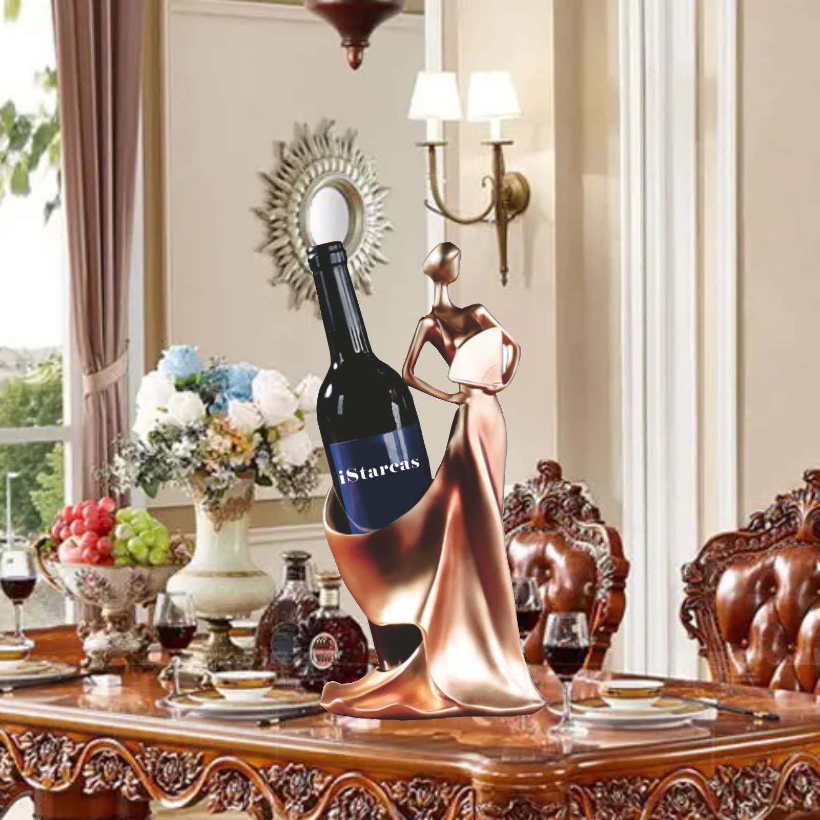 Elegant Lady Wine Bottle Holder - Decorative Countertop Wine Rack for Kitchen, Home Bar & Tabletop Decor | Perfect Gift for Wine Lovers & Home Decor Enthusiasts | Great for Parties, Dining Rooms & Wine Cellars