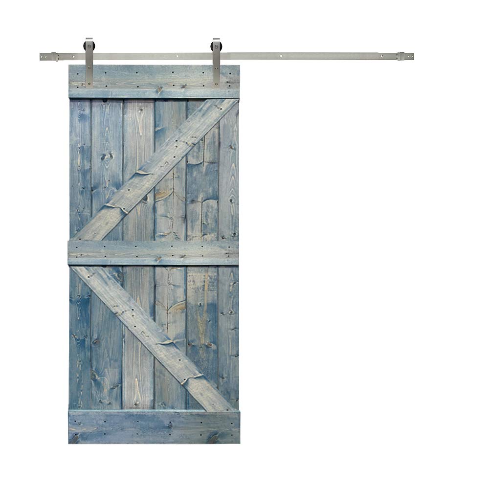 TMS Paneled Wood Colonial Maple Stained K Series DIY Barn Door with Sliding Hardware Kit - 84