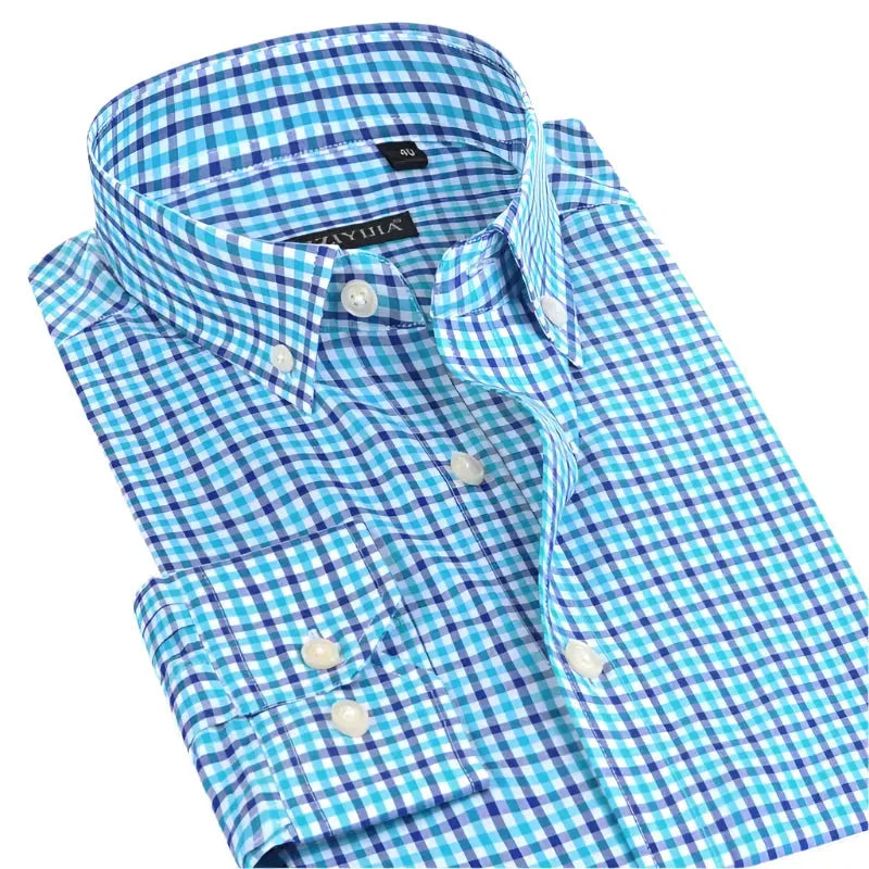 Men's Casual Button Down Cotton Checkered Shirt - Comfortable Plaid Long Sleeve Shirt for Work, Date Night & Outdoor Activities