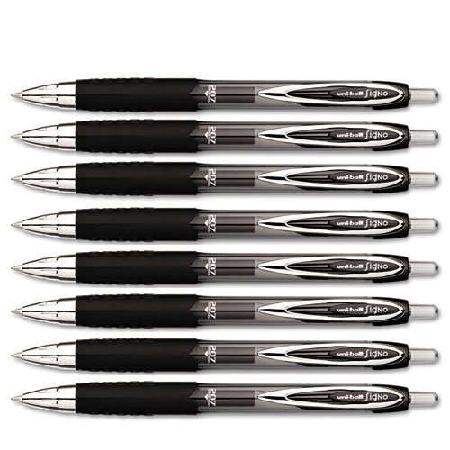 Uni-Ball Signo 207 Retractable Gel Pen - Black Ink (8-Pack) - Smooth Writing for Office, School & Note Taking