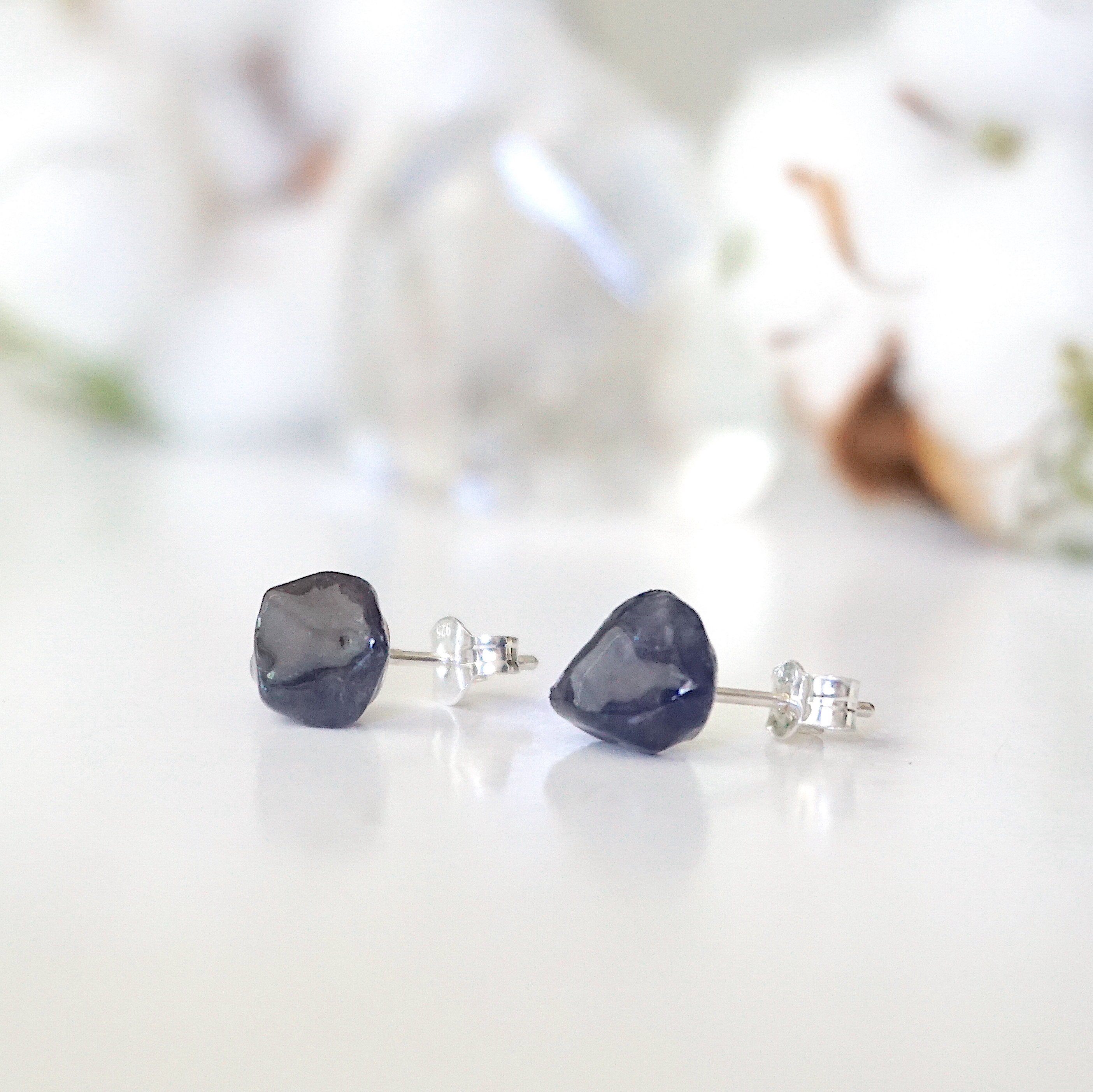 Iolite Light Sapphire Stud Earrings - Hypoallergenic Post Earrings for Women, Perfect for Everyday Wear & Special Occasions