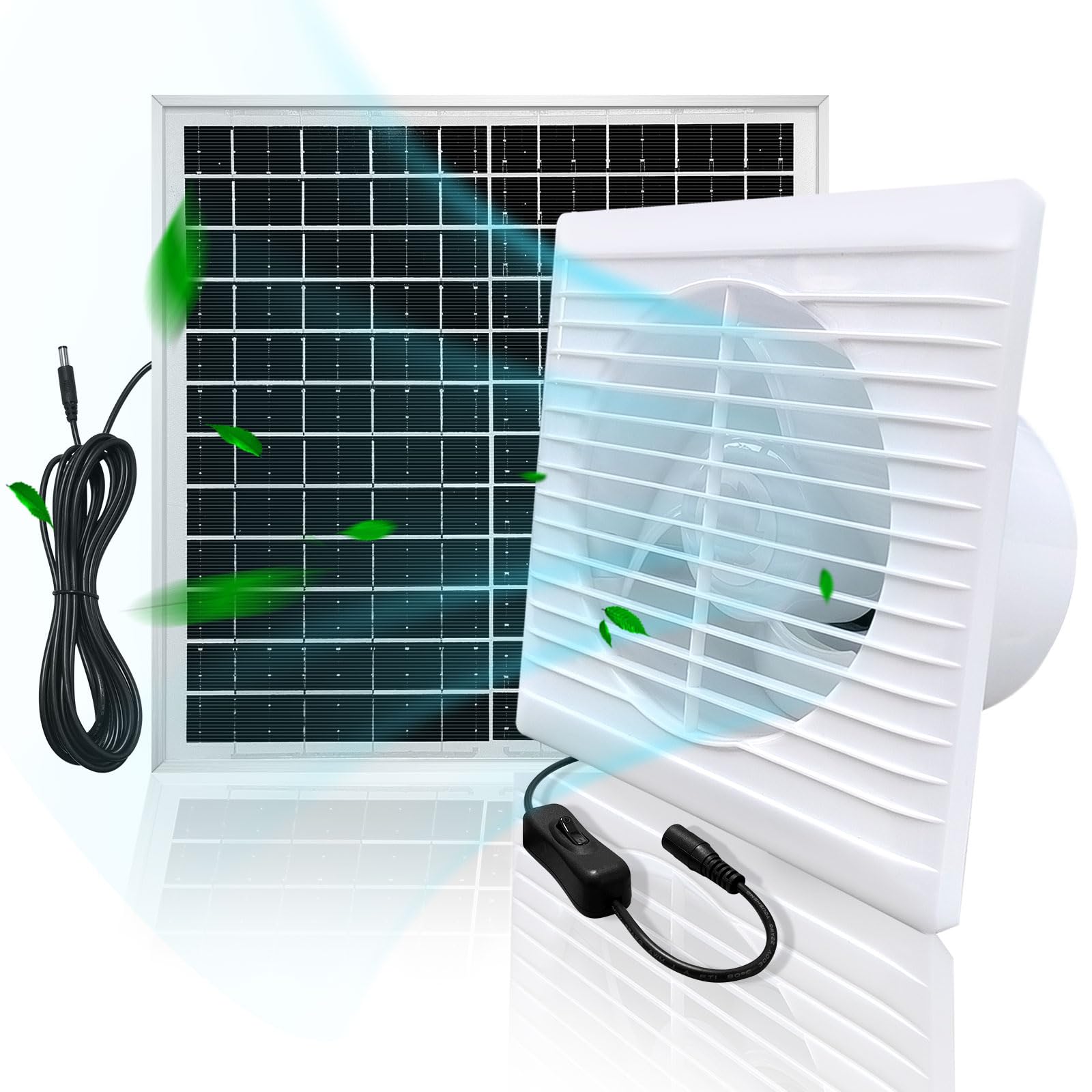 17W Solar Powered Exhaust Fan Kit - 8 Inch High Speed Ventilation Fan for Greenhouse, Shed, Barn & Chicken Coop | 328 CFM Airflow, 36dB Low Noise | Perfect for Outdoor Cooling, Home Ventilation & Agricultural Use