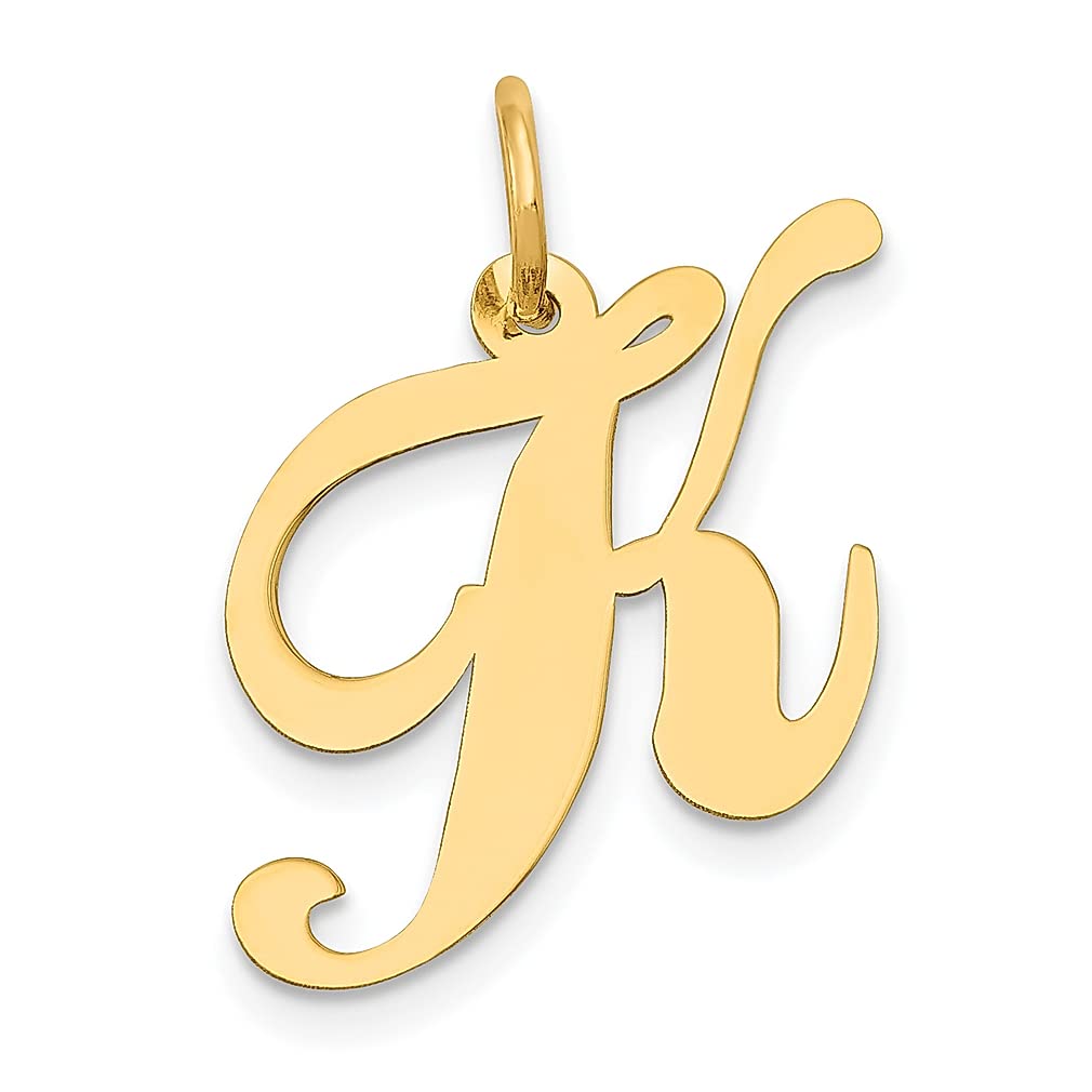 14K Yellow Gold Script Letter K Initial Monogram Necklace - Personalized Name Pendant for Women - Elegant Fine Jewelry Gift for Her - Perfect for Birthdays, Anniversaries & Special Occasions
