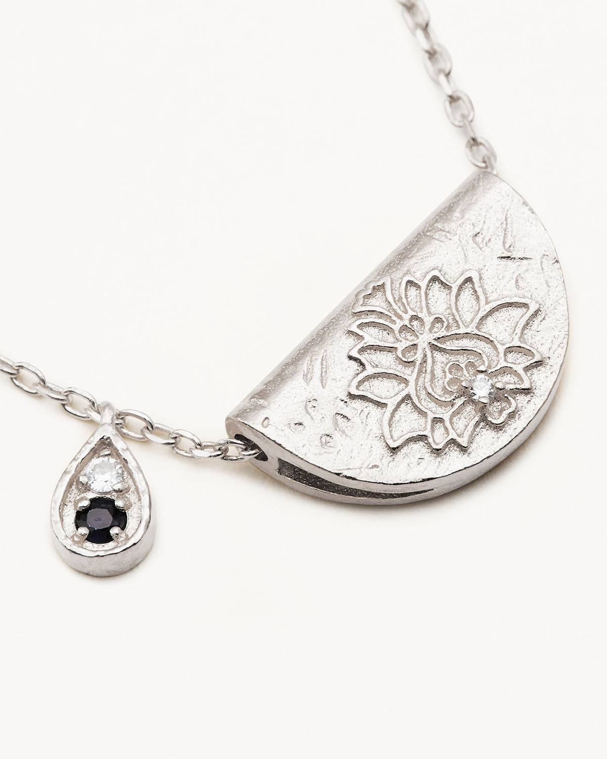 Sterling Silver Lotus Birthstone Necklace for Women - September Sapphire Gemstone Pendant - Elegant Jewelry Gift for Birthday, Anniversary & Special Occasions