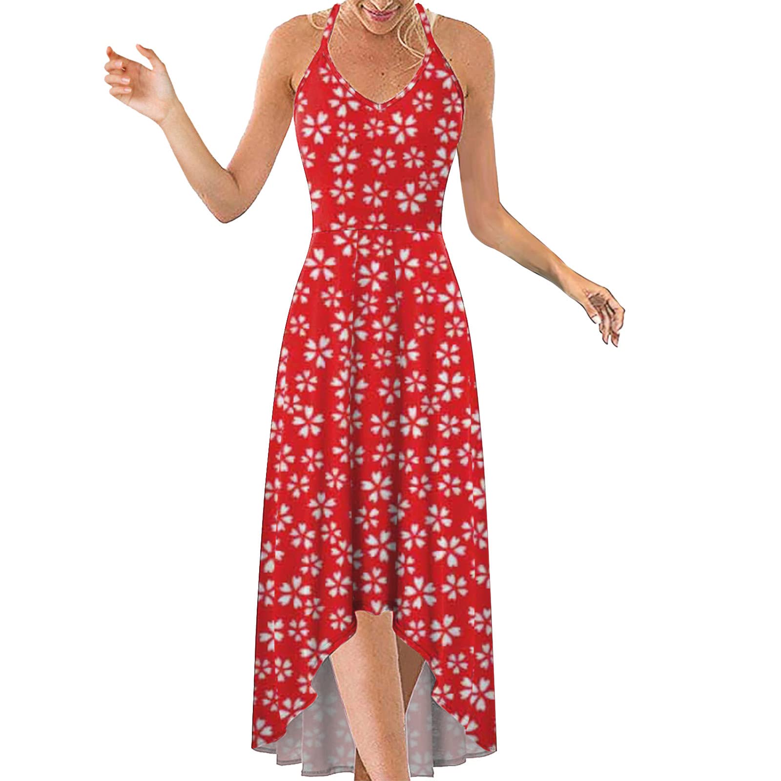 Women's Floral Wrap Dress - Sexy Sleeveless Summer Beach Dress with Casual Print | Perfect for Vacation, Pool Party & Date Night
