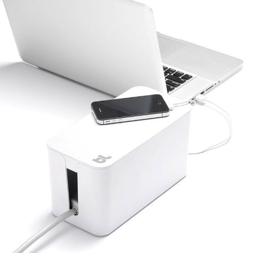 Bluelounge Cablebox Mini - Compact Cable Organizer for Desk & Home Office - Perfect for Managing Chargers, Cables & Wires - Ideal for Workspace, Gaming Setup & TV Stand Organization