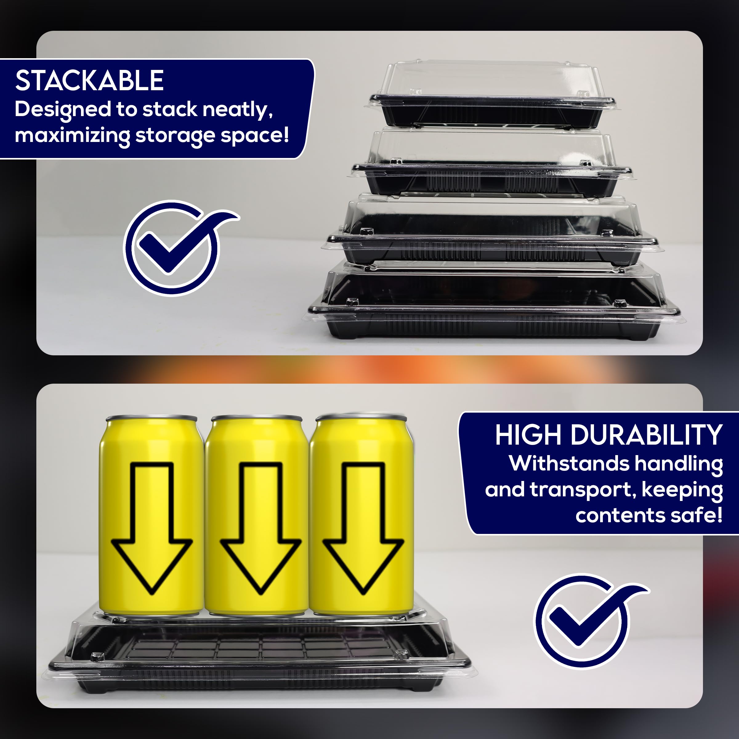 Klex 1.5 oz Disposable Plastic Sushi Containers with Lids - 400 Sets of 8.5
