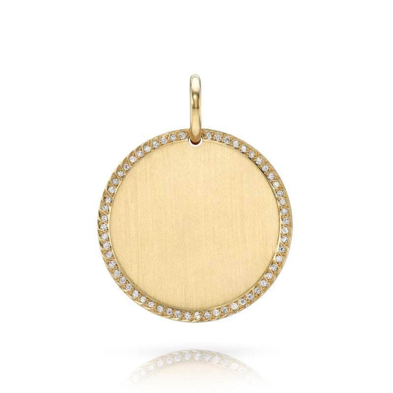Single Stone Pavé Frame Round Disc Pendant Necklace - Elegant Sterling Silver Jewelry for Women - Perfect for Weddings, Anniversaries & Special Occasions