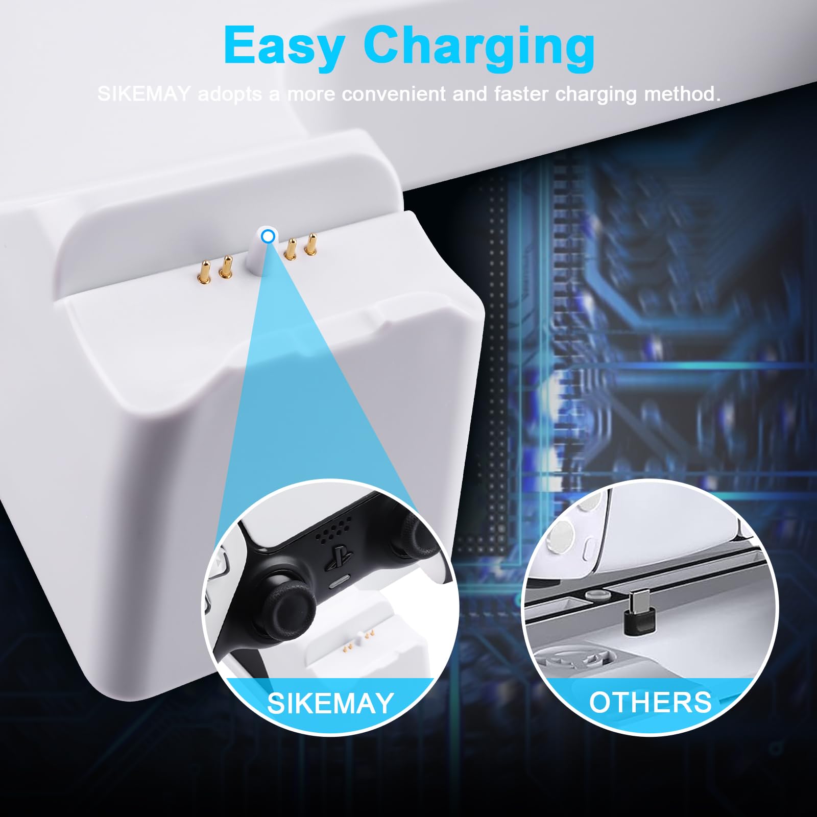 SIKEMAY PS5 Slim Stand Cooling Station with Dual Controller Charger - Vertical Stand for PlayStation 5 Slim with 2H Fast Charging, Silent Cooling Fan, 3 USB Hub, 14 Game Storage & 2 Headset Holder - Perfect for Gaming Setup & Accessories Organization (Black)
