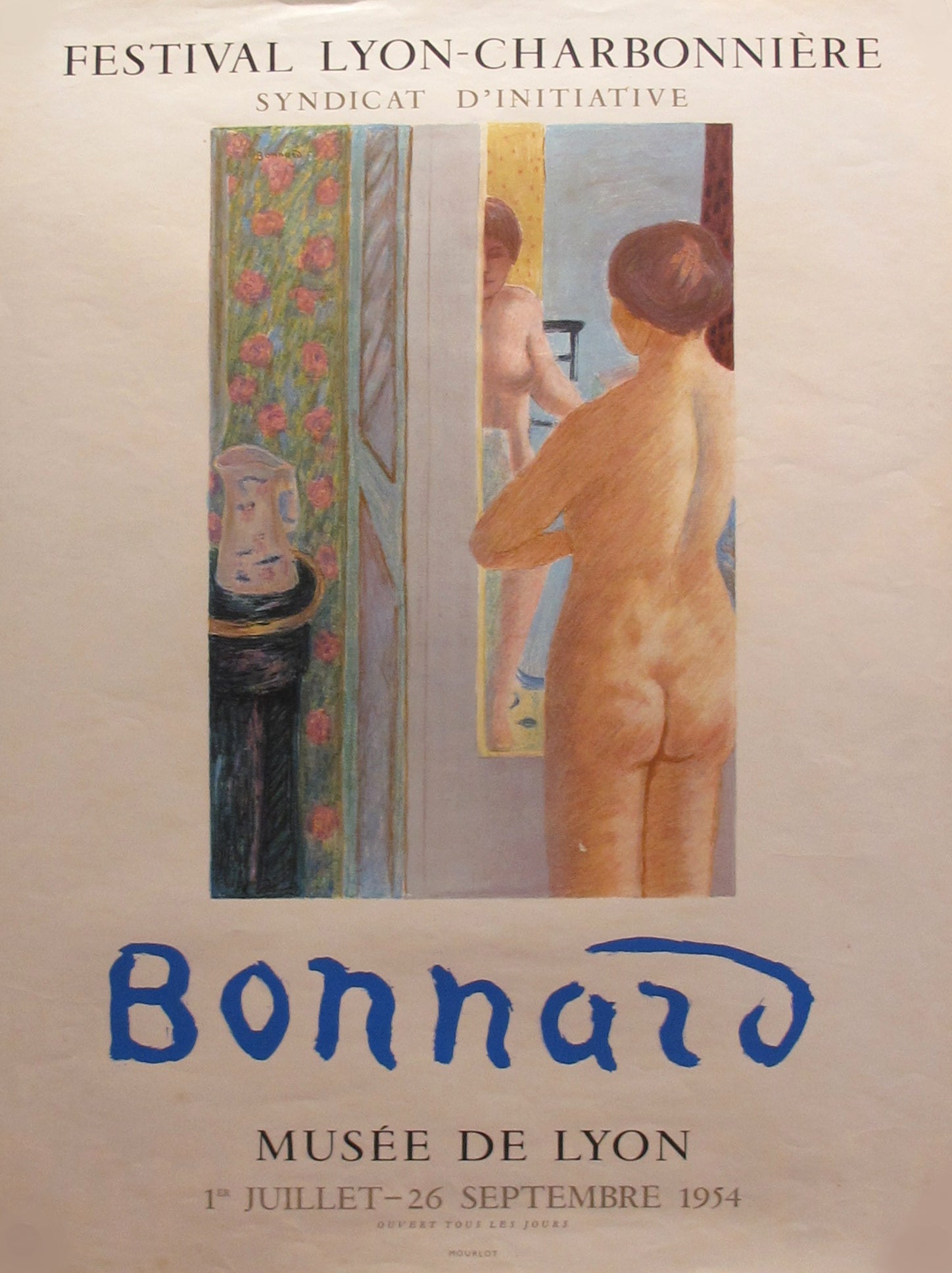 1954 French Exhibition Poster - Festival Lyon Charbonniere by Pierre Bonnard - Lyon Museum Art Print - Vintage Wall Decor for Home & Office