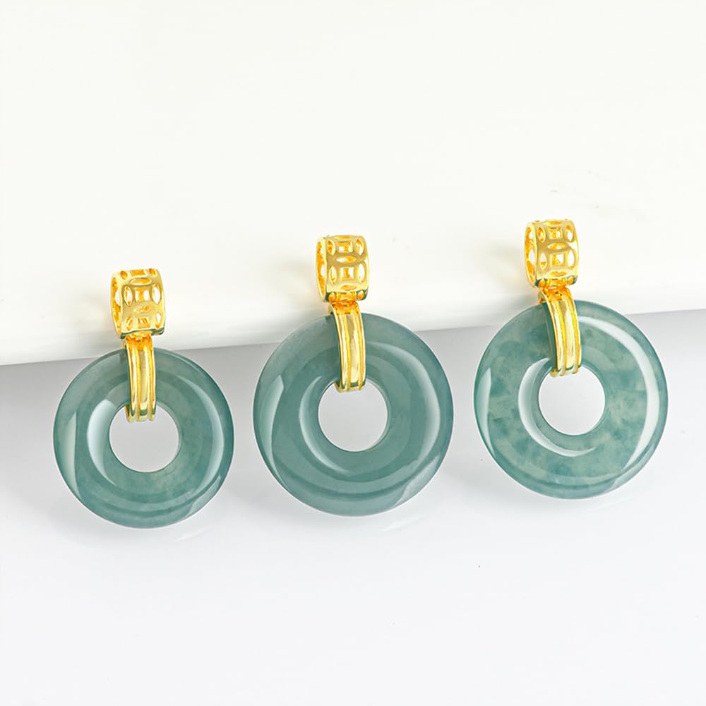 Natural Green Jade Necklaces for Women - Lucky Donut Jade Pendant Necklace, Spiritual Amulet Jewelry Gift for Birthday, Anniversary & Healing Energy