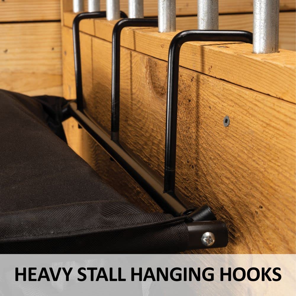 Heavy Duty Framed Stall Front Bag for Horses - Secure & Durable Horse Tack Organizer with Easy Load Top, Extra Pockets & Hanging Hooks - Black Equestrian Gear for Stable, Barn & Show Use