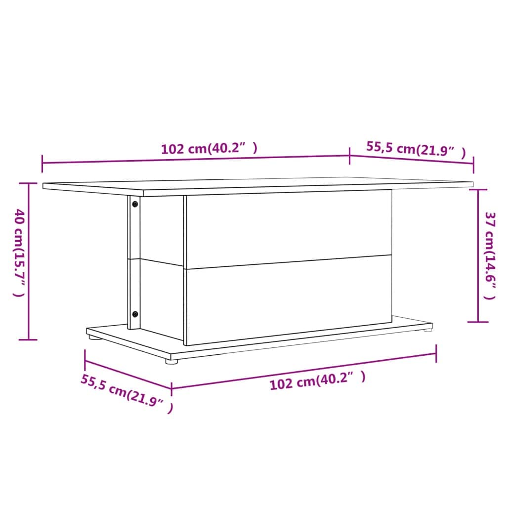 Modern Square Coffee Table for Living Room & Bedroom - Sonoma Oak 40.2