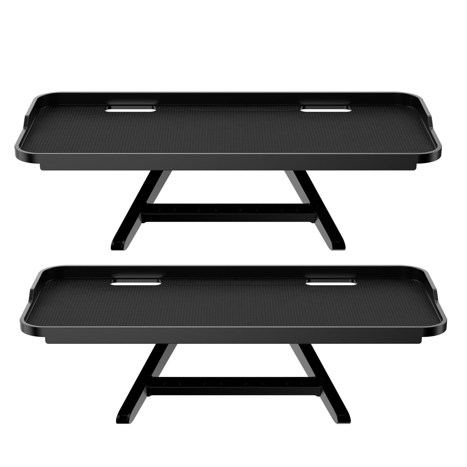 JXMTSPW TV Top Shelf Adjustable Monitor Stand - Dual Storage Bracket Tray for Computer Screen, Cellphone, Media Box, Game Console, Router, Speakers - Perfect for Home Office, Gaming Setup & Entertainment Center (Black, 2pcs)