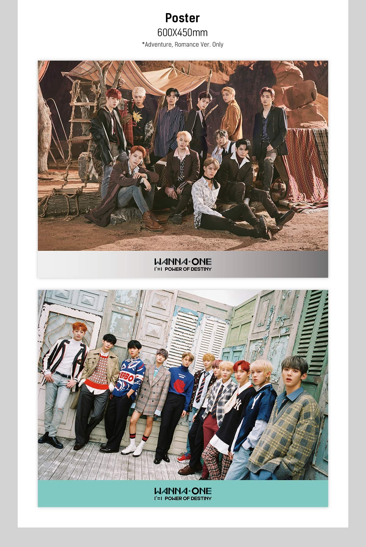 Wanna ONE - 1¹¹=1 Power of Destiny [Adventure+Romance Ver.] K-Pop Album Set with 2CDs, Photobook, Stickers, Photocards & Posters | Perfect for K-Pop Collectors and Fans of Korean Music | Great Gift for Birthdays and Special Occasions
