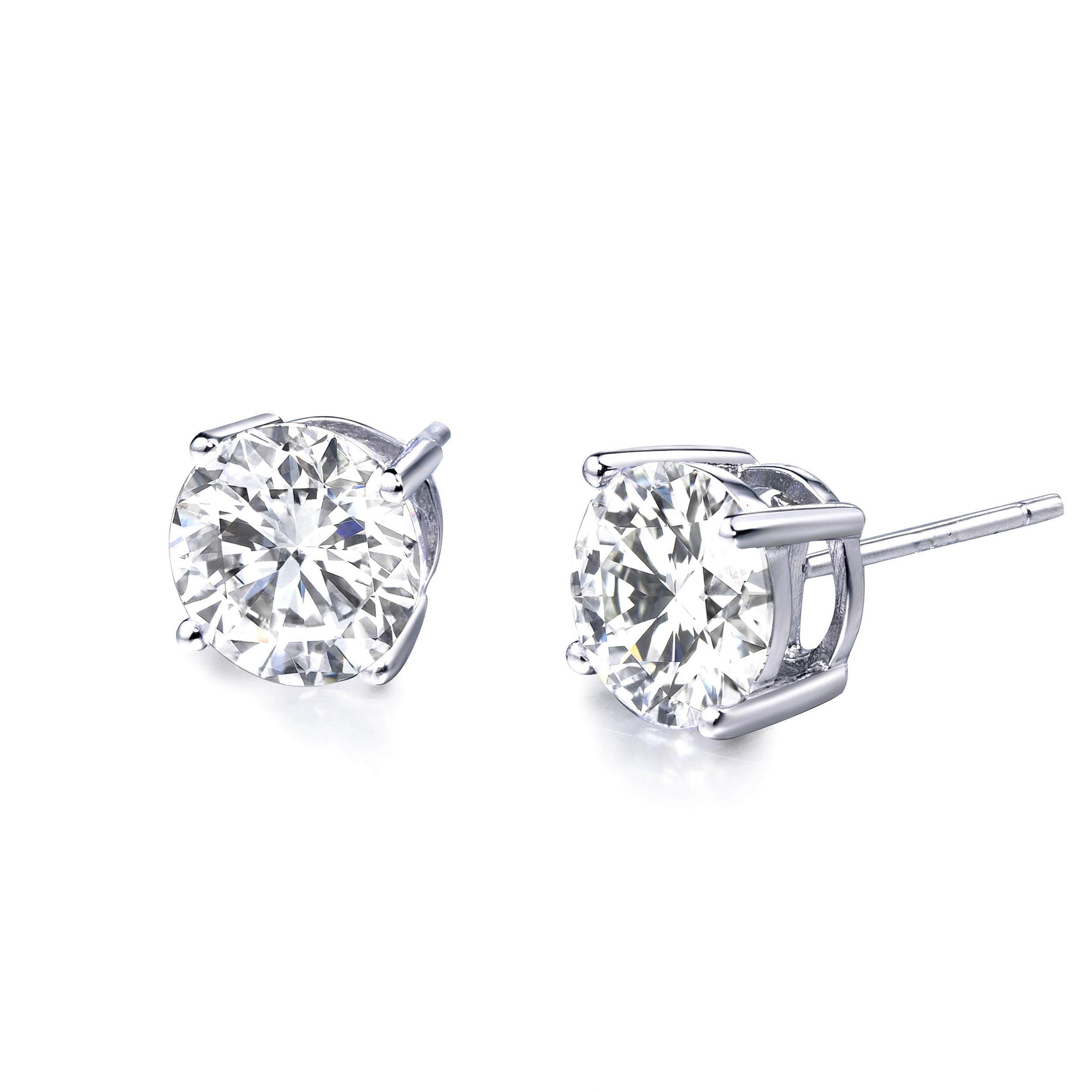 S.Leaf Cubic Zirconia Stud Earrings for Women - Hypoallergenic Sterling Silver Flat Back Earrings with Diamond-Like Sparkle | Perfect for Everyday Wear, Work, Parties & Special Occasions