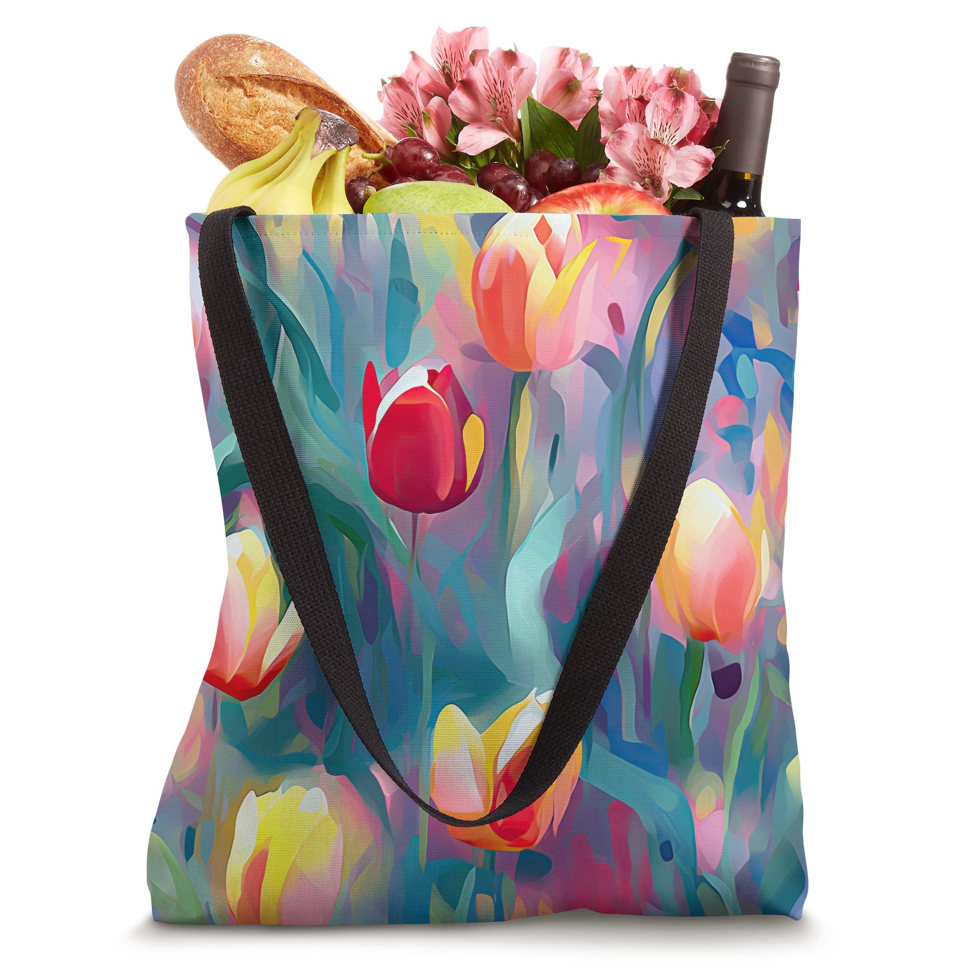 Impressionist Tulips Canvas Tote Bag - Stylish & Durable Reusable Shopping Bag for Groceries, Beach, Work & Travel