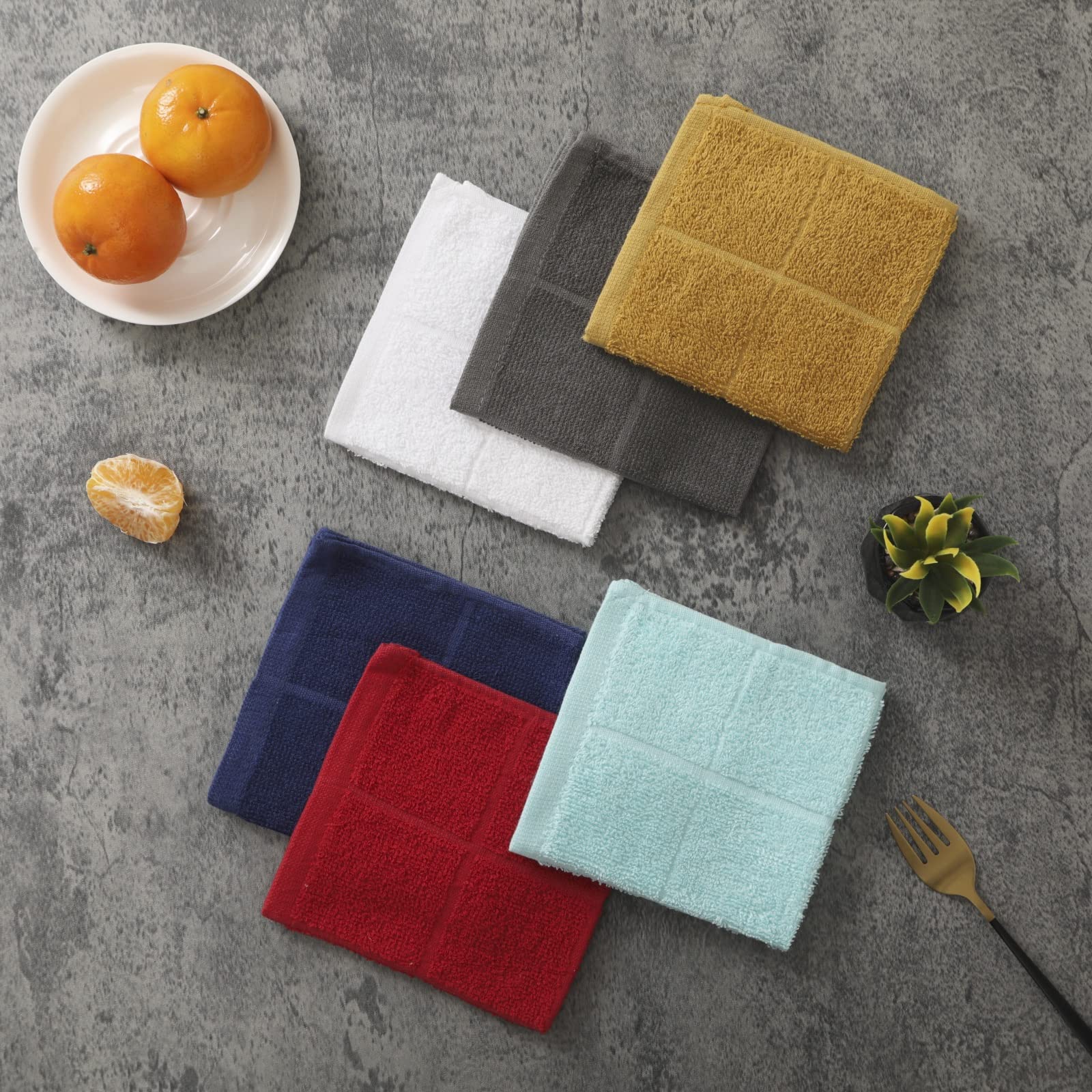 Glynniss 100% Cotton Dishcloths - Super Absorbent Kitchen Rags for Washing Dishes (Aqua Sky) - Perfect for Daily Cleaning